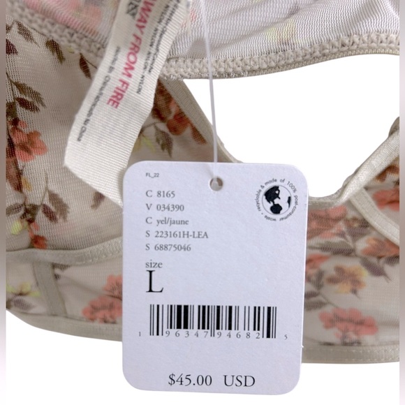 ✨NWT✨FREE PEOPLE Mesh CorsetStyle Floral Bralette Gray-Beige/Orange/Rust/Brown L - Picture 7 of 7